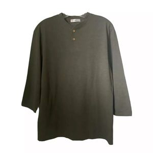 H2H Shirt Mens Medium Casual Premium Slim Fit Henley Lightweight Thin Fa…